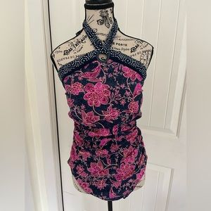 Merona Paisley Print Halter One Piece Swimsuit- XL